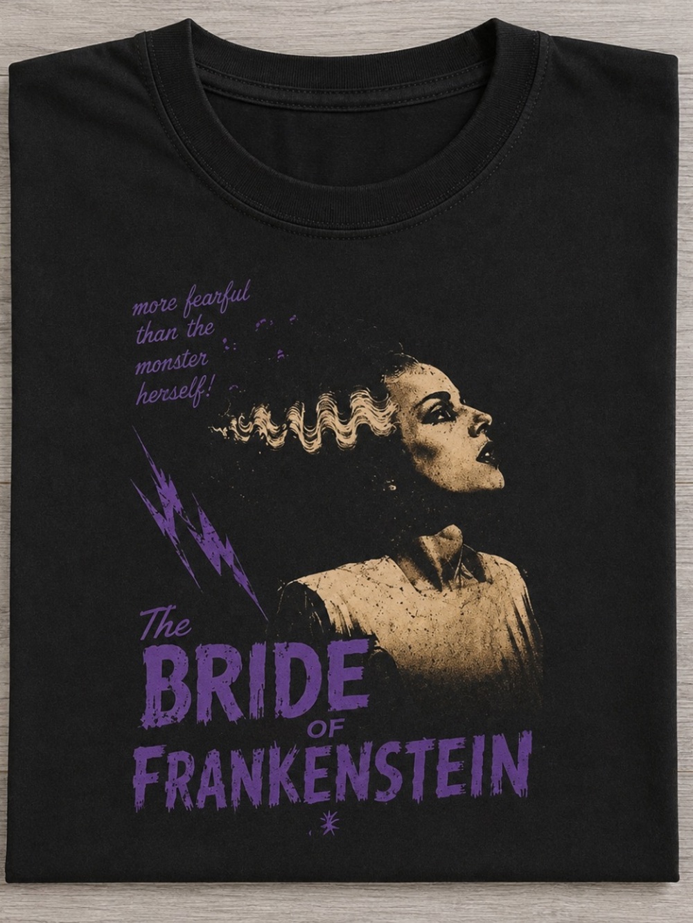 Vintage Black Men’s "Bride of Frankenstein" Graphic Black T‑Shirt